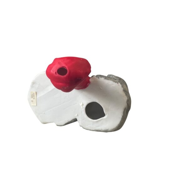 Vintage Christmas Mouse Stocking Holder Gray & Red Ceramic Taiwan 1987 - Picture 4 of 6